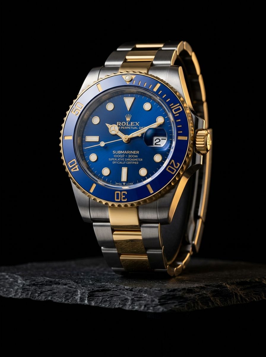 Rolex Submariner in yellow gold and steel with a blue dial