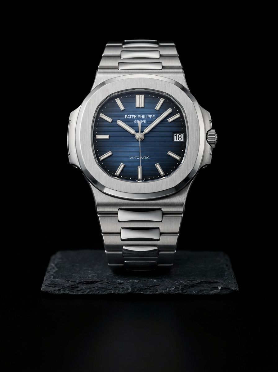 Patek Philippe Nautilus with a blue striped dial